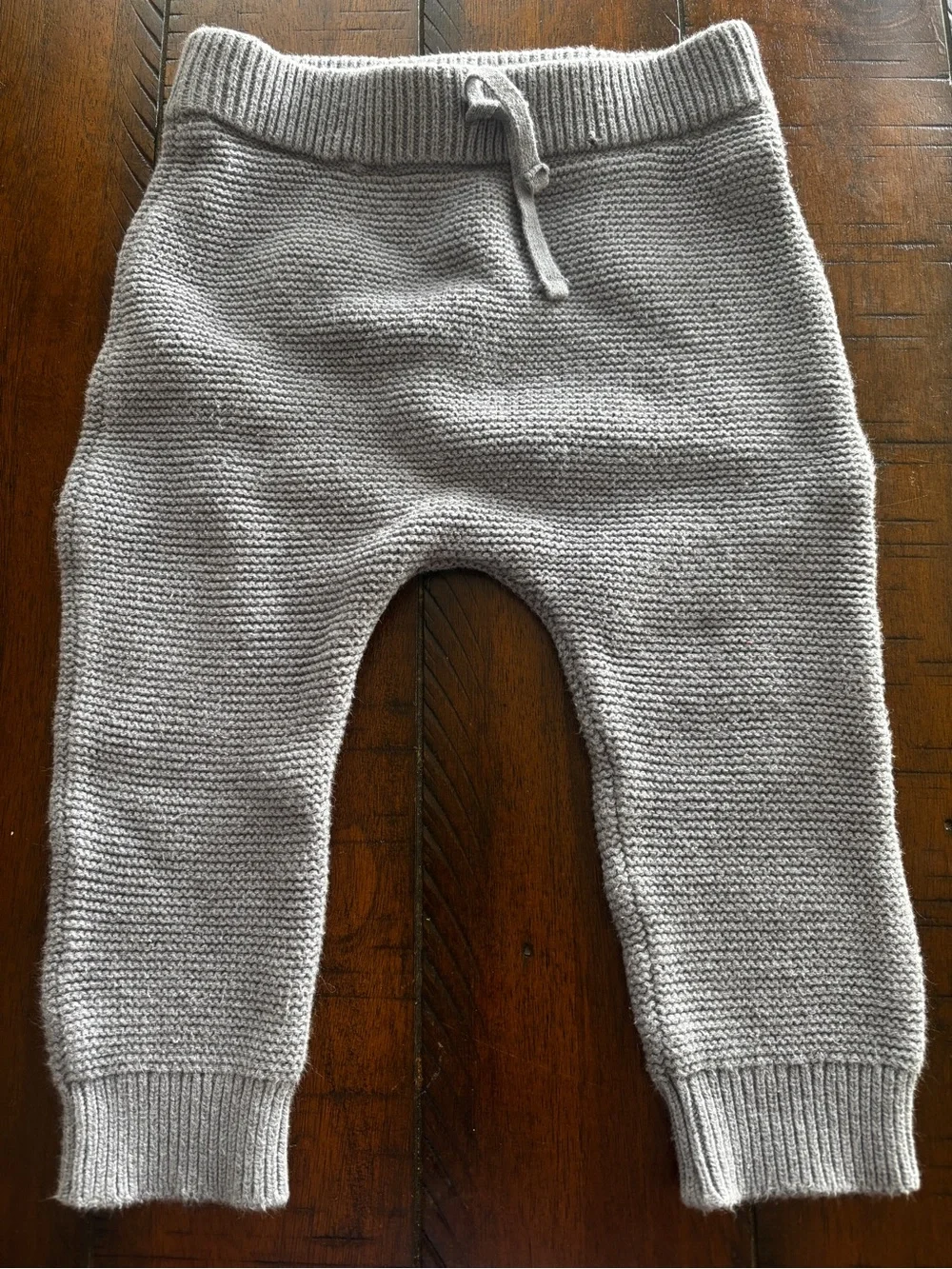 Blue Gray Knit Baby Sweater & Pants Set with Black Bow